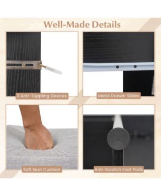 Space-Saving Vanity Desk with Lighted Mirror and Lights, Bedroom Makeup Table