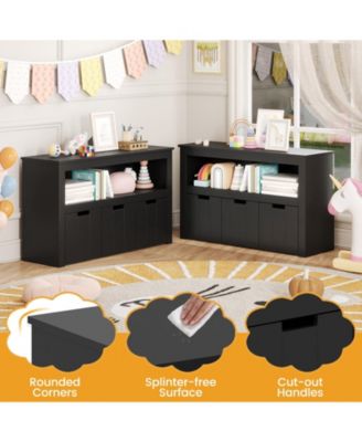 Kids Toy Storage Cabinet with Wheels and Cube Shelves