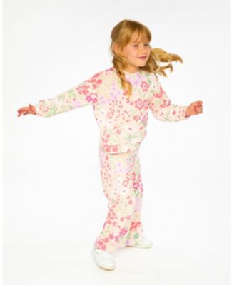 Toddler Girls French Terry Sweatshirt Pink Printed Flowers - Toddler|Child