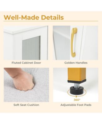 Corner Vanity Desk with Triple Mirror and Lights, Makeup Dressing Table