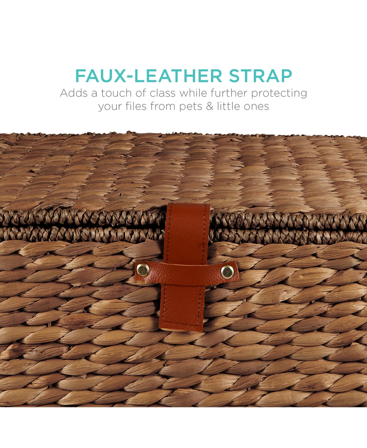 Best Choice Products Hyacinth Rolling Filing Cabinet Mobile Organizer Storage Basket w/ Lid, Locking Wheels