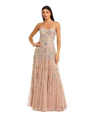 Women's Strapless Sweetheart Embellished Net Gown
