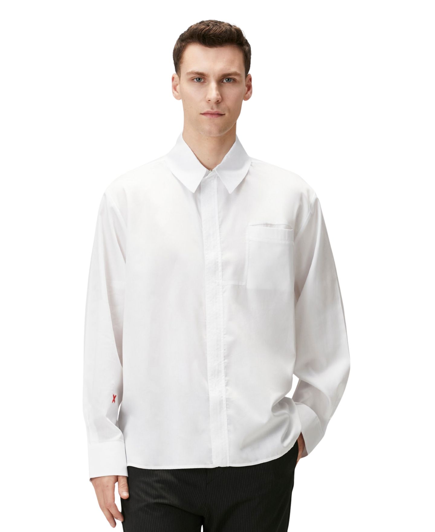 Мужская рубашка PCFG Pure Cotton Zip-Front Woven, цвет: Белый — фото 1