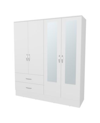 Hilda Wardrobe Multistorage with Two Mirrors, White