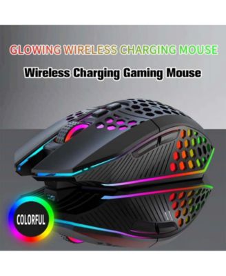 2.4G Wireless Rechargeable Gaming Mouse, Honeycomb Hollow Design, RGB Backlight, 3-Speed DPI (800/1200/1600), Silent Click,for Gamers