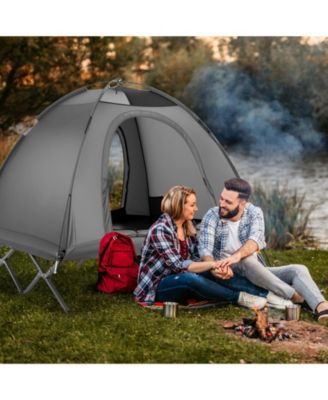 2-Person Foldable Camping Cot Tent Combo, Off-Ground Sleeping Shelter for Adults