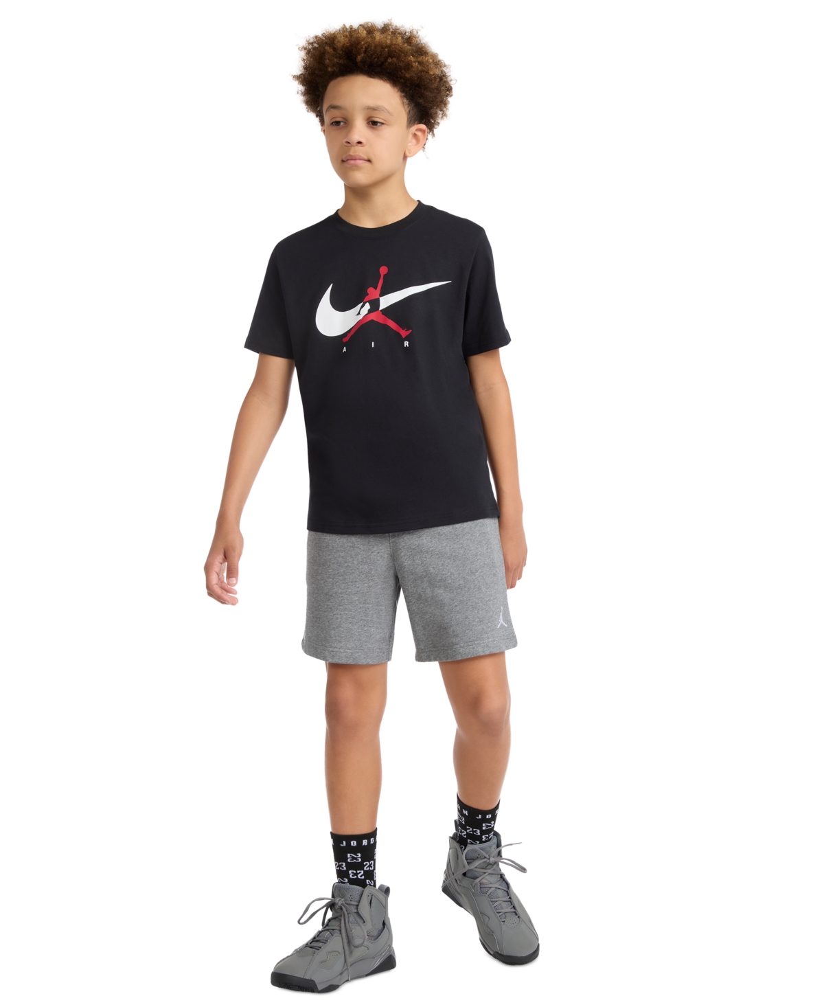 Jordan Boys' 8-20 Jumpman Swoosh Logo Crewneck T-Shirt