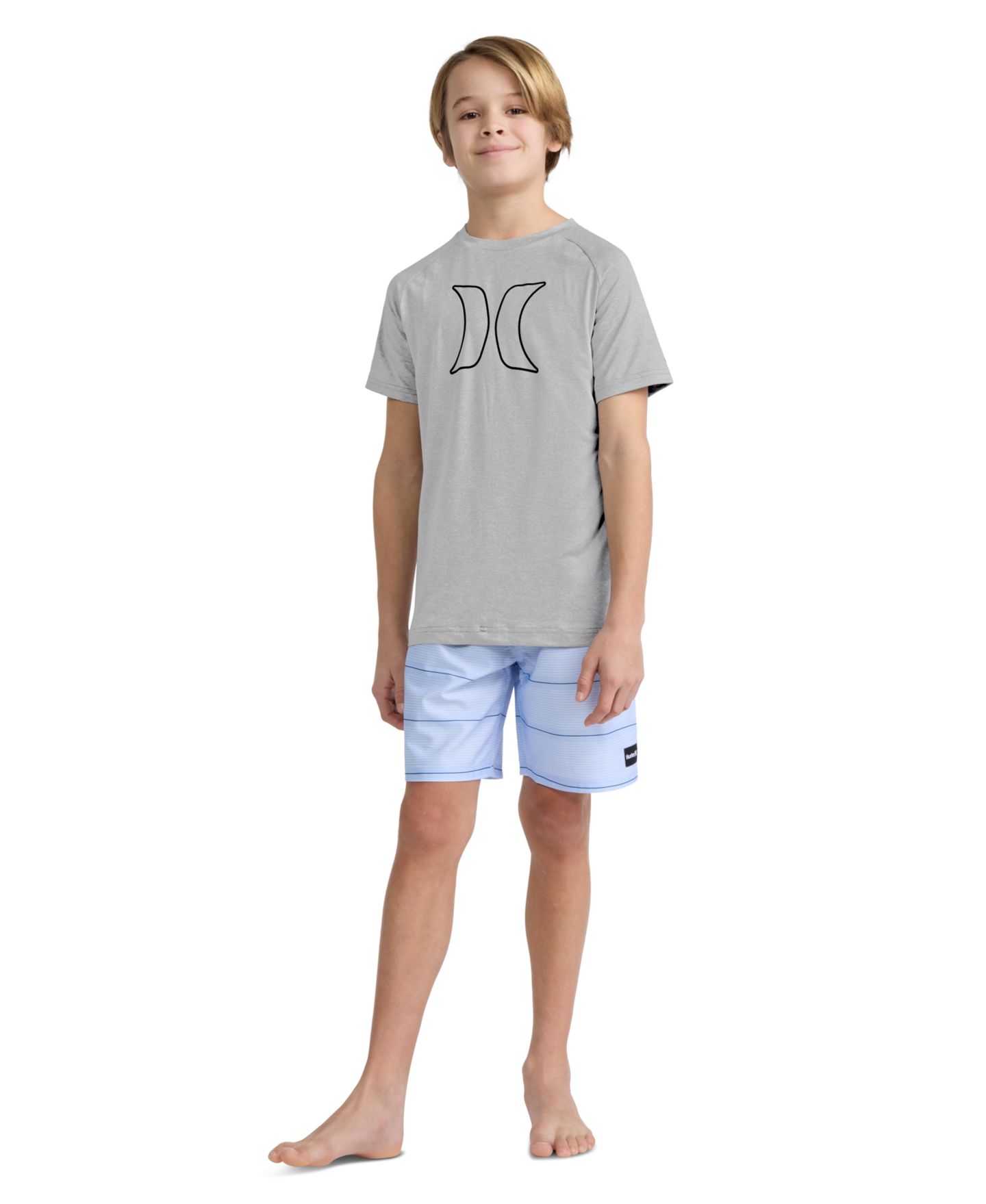 Футболка Hurley Icon Logo Swim T-Shirt для мальчиков, цвет: Серый меланжевый — фото 2