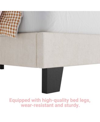  Bed Frame, Corduroy Upholstered Platform