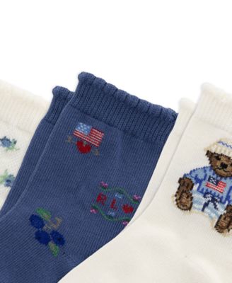 Baby Girls' Blueberry Bear Socks, 3-Pack