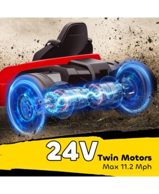 24V Electric Go Kart, Kids Drift Kart with Dual 150W Motors,