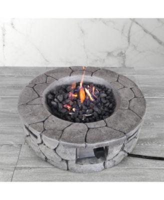 28 Inch W 9 Inch H Fiber Reinforced Concrete Outdoor Fire Pit 40000 BTU Stainless Steel Burning Area