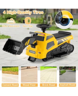 6V Ride on Tractor 3-in-1 Electric Excavator with Adjustable Arms and Music