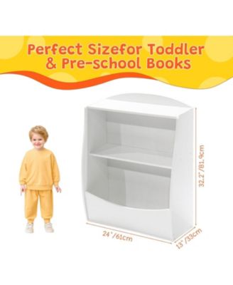 2 Tier Toy Storage Organizer for Kids,Wood Kids Bookshelf and Toy Organizer,Book Display Shelf for Kids Rooms Playroom