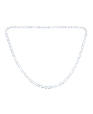 Solid Heavy .925 Sterling Silver 7MM Nautical Mariner Anchor Link Chain Necklace Made Italy 24 Inch