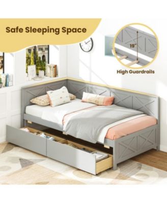 Modern Twin Daybed with Two Drawers and Slat Support - 42
