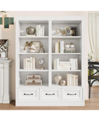 74.5" Tall Bookshelf with Double Storage, 6-Tier Large Bookshelf, Double Wide Bookshelves w/ 12 Cubbies