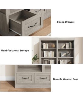 74.5" Tall Bookshelf with Double Storage, 6-Tier Large Bookshelf, Double Wide Bookshelves w/ 12 Cubbies