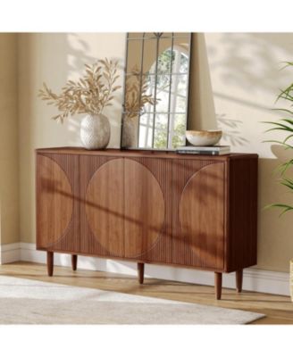 Modern Sideboard Buffet Table with Doors,59-Inch Buffet Cabinet Sideboard with Storage, for Living Room, Dining Room (Walnut)