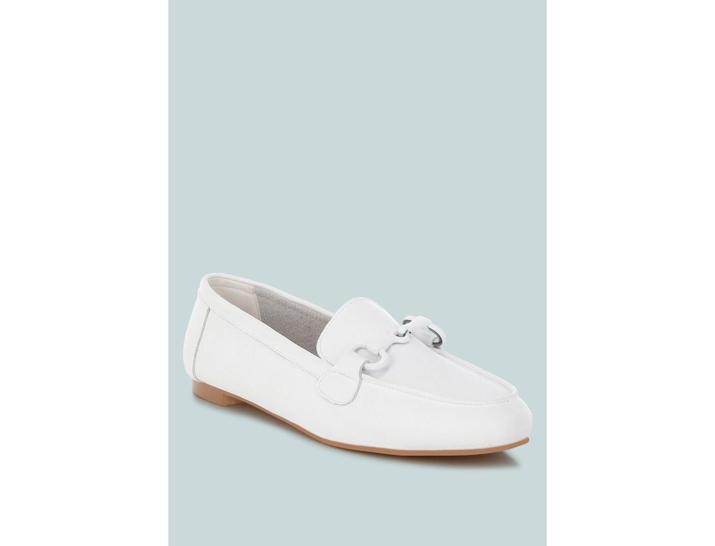 Женские туфли Rag & Co Taranis Monochromatic Horsebit Real Leather, цвет: Белый кожаный — фото 4