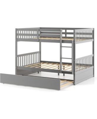 Full Size Wood Bunk Bed with Ladder and Platform Support