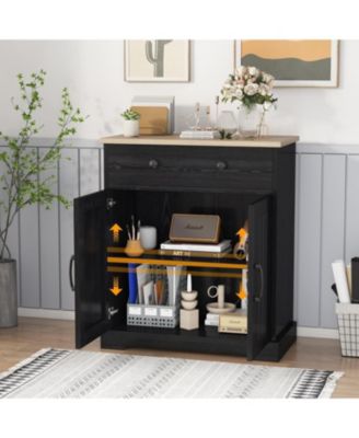 Buffet Cabinet with Drawers, 28.8 in Sideboard Buffet Storage Cabinet with Shelves and Doors