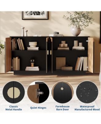 "Modern Farmhouse Sideboard Buffet Cabinet with Fluted Doors – Versatile Storage for Dining Room, Coffee Bar, Kitchen & Wine Bar