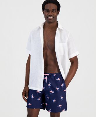 Men's Quick-Dry Performance Flamingo-Print 7" Swim Trunks