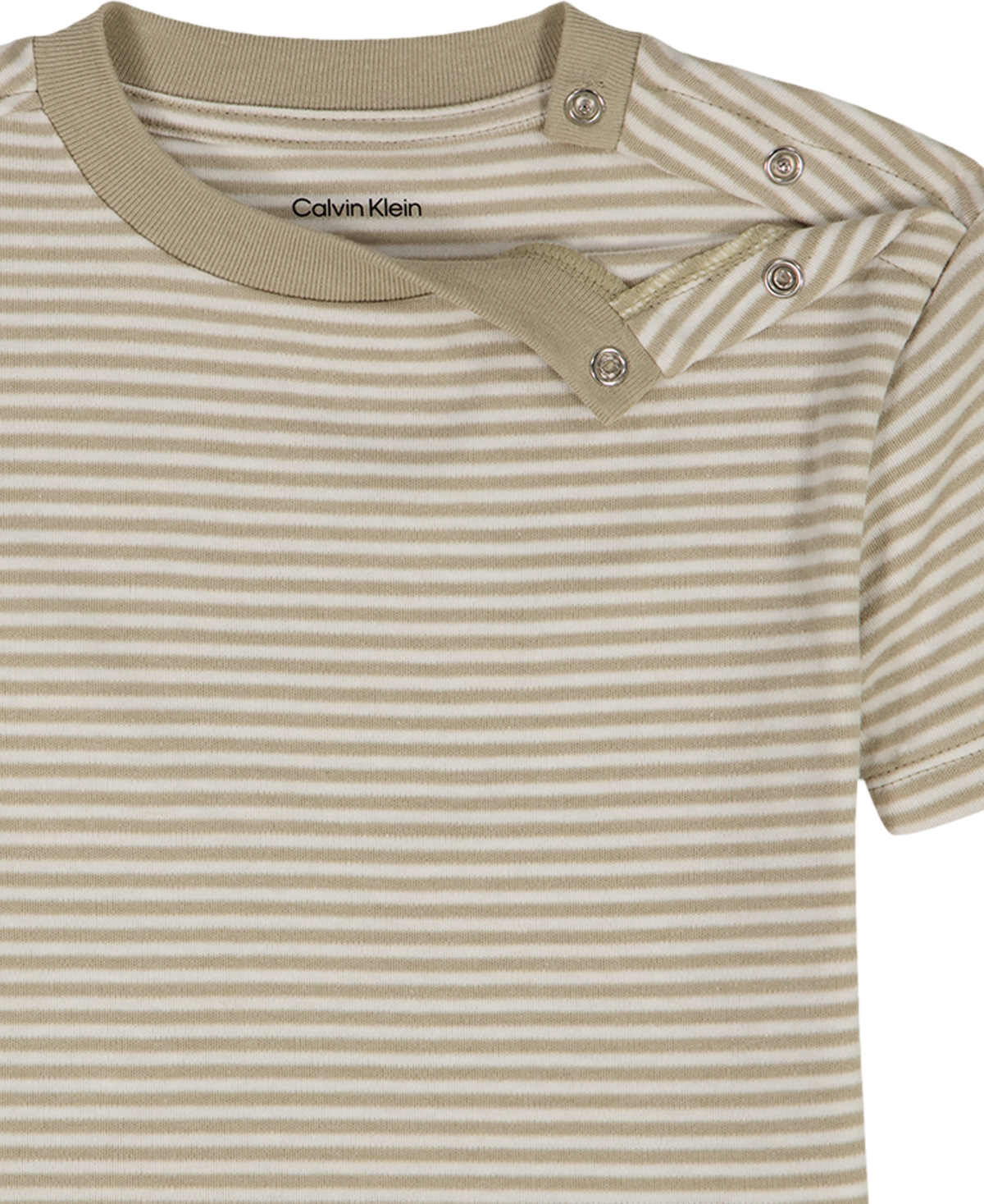 Calvin Klein Baby Boys' Striped Top and Natural Denim Shortalls, 2-Piece Set