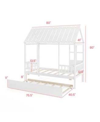 Twin-Size Platform House Bed with Trundle and Window