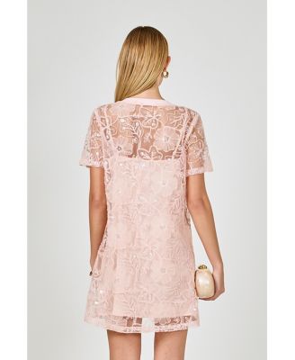 Women's Sequins Embroidery Mesh Dress