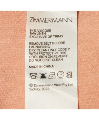 Women's Peach Dupion Neck Tie Detail Midi Dress