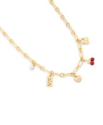 Faux Stone Signature Cherry Charm Bib Necklace