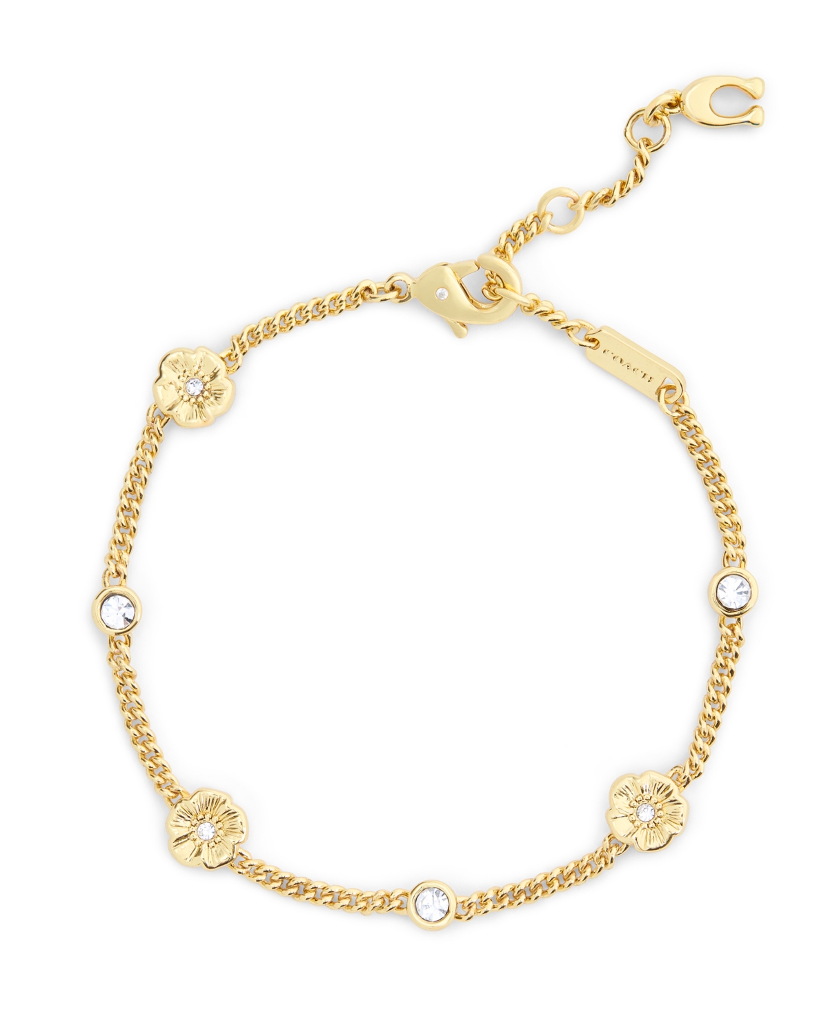 Coach Faux Stone Signature Tea Rose Strand Bracelet