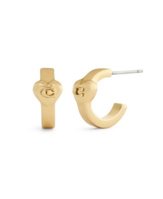 Gold Signature C Heart Huggie Earrings