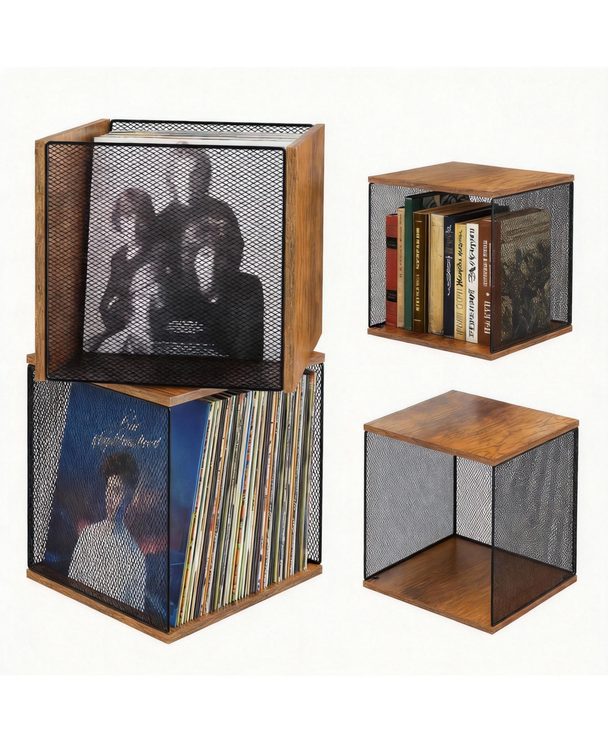 Yigii Diy Stackable Vinyl Record Storage Crate - 55-60 Albums