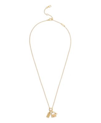 Gold Signature Charm Pendant Necklace