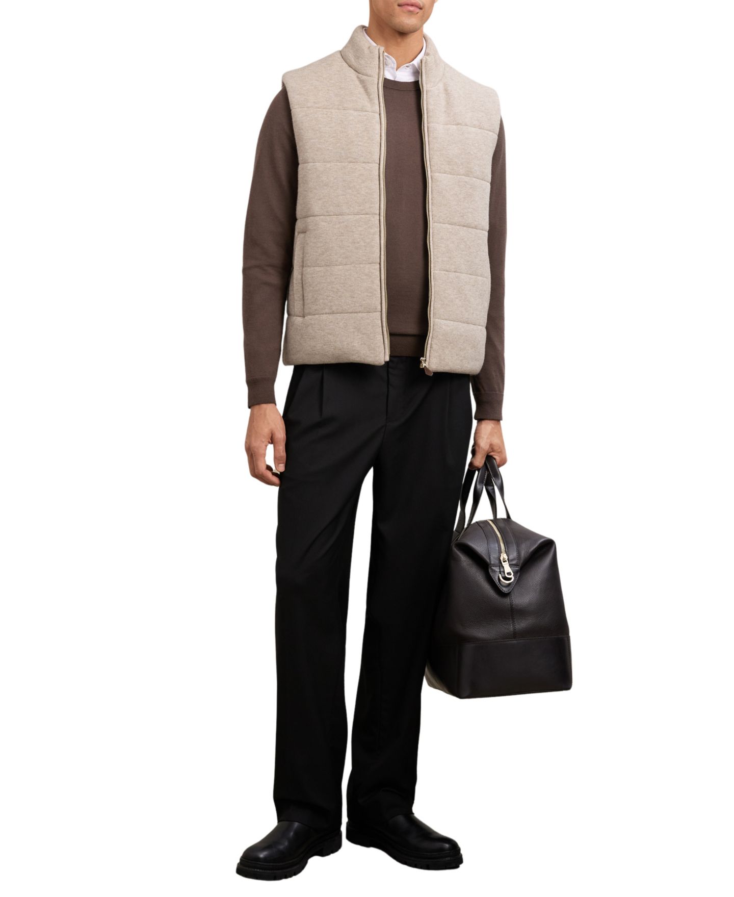 Мужской жилет REISS Otley Rib-Knit Zip-Through Gilet — фото 2