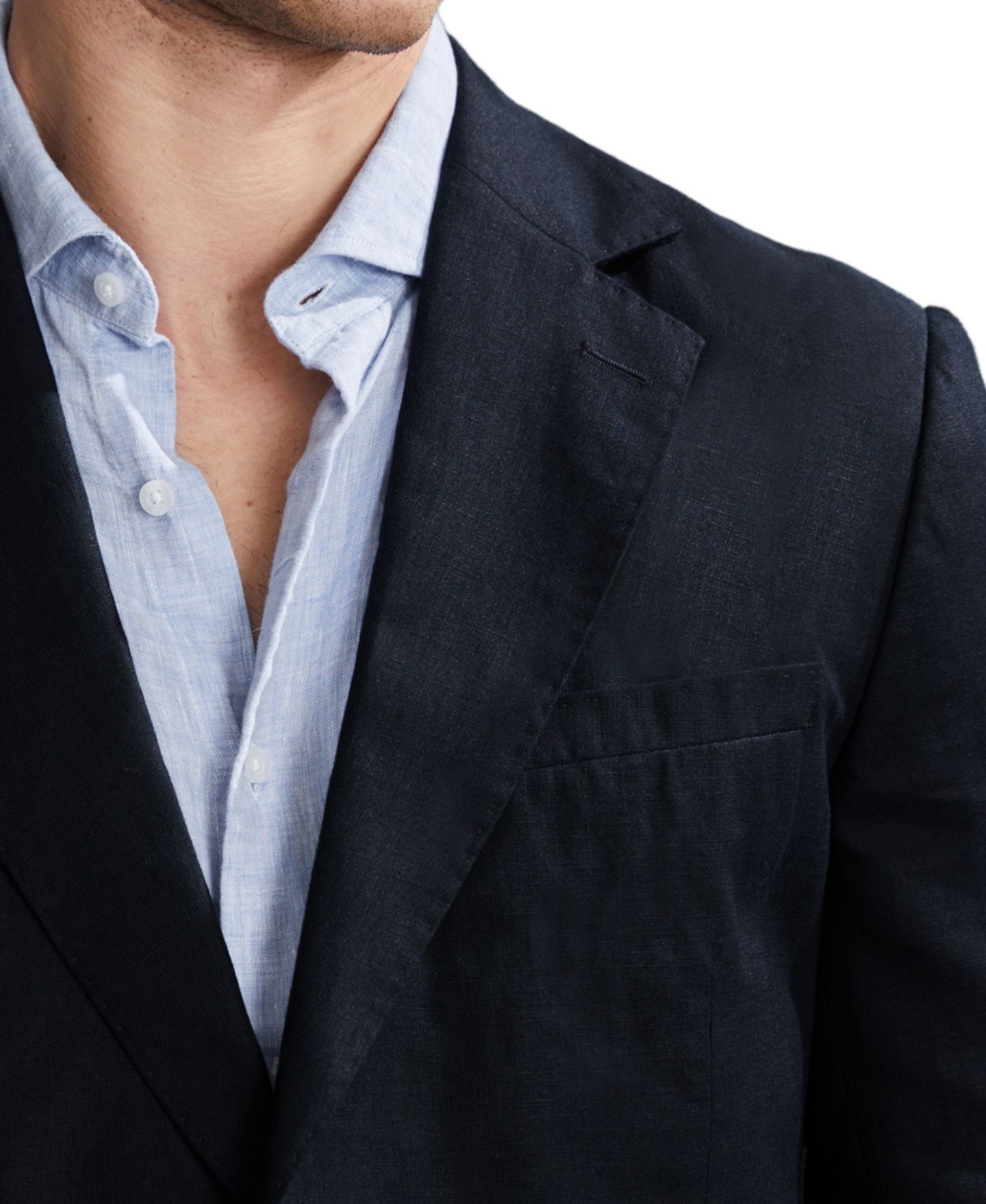 Мужской пиджак REISS Kin Tailored-Fit Single-Breasted Linen Blazer, цвет: Тёмно-синий — фото 3