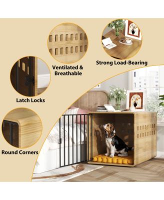 Dog Crate for Medium & Small, Solid Wood Puppy Crates, Dog Kennel Indoor with Door, Pet House