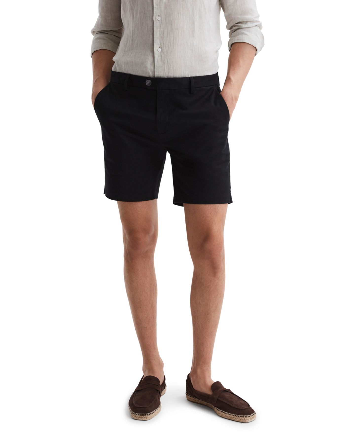Мужские шорты REISS Wicket Modern Fit 7" Cotton Blend Chino, цвет: Чёрный — фото 4