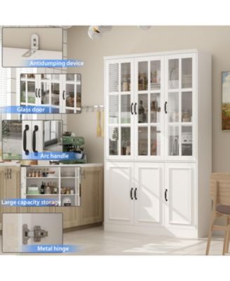 Bookcase Bookshelf with 10 Storage Shelves & 3 Glass Doors,Display Storage Cabinet