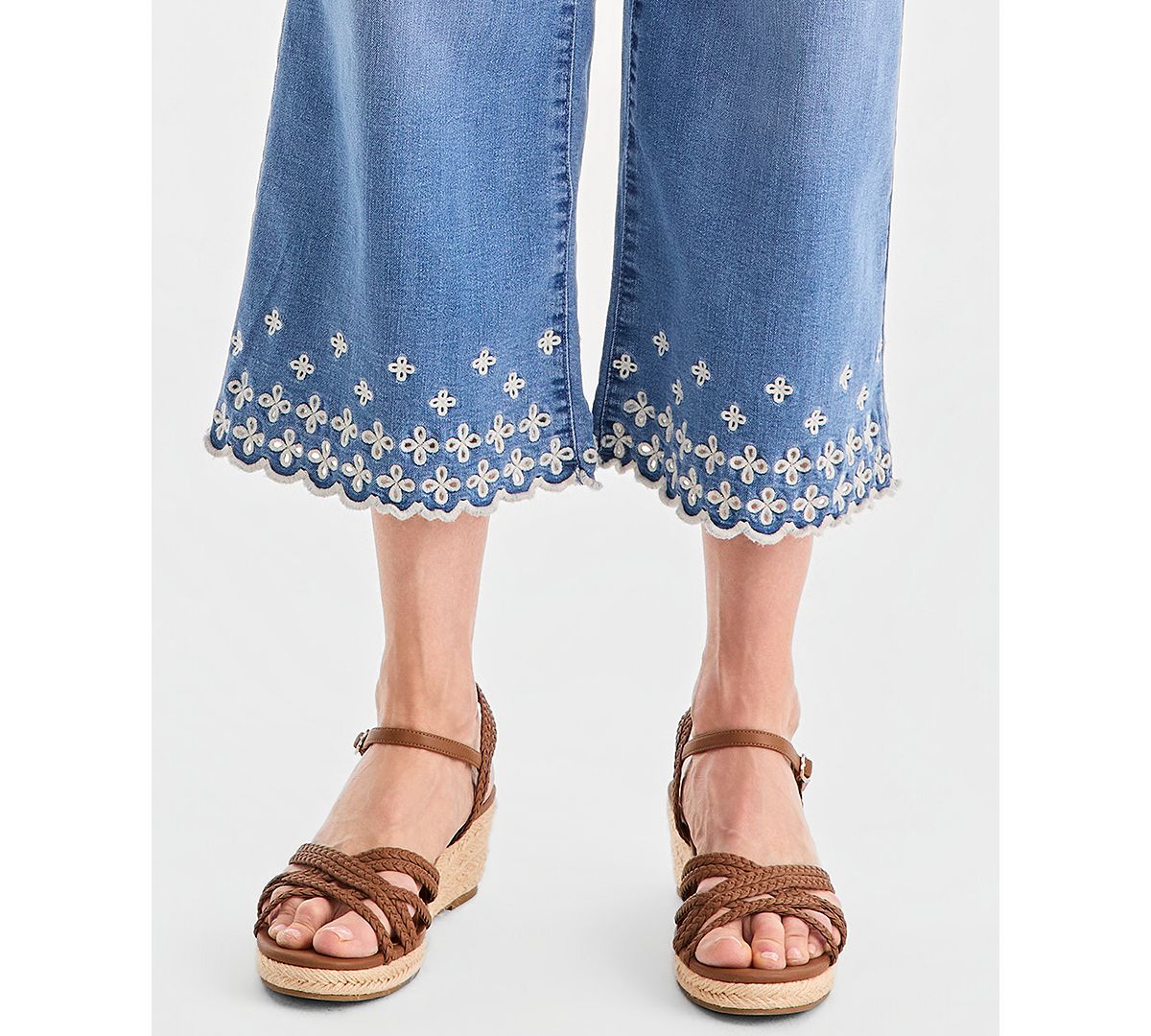Style & Co Women's Embroidered High-Rise Wide-Leg Cropped Jeans, Macy's Exclusive view 6 — MAYCSS fashion products