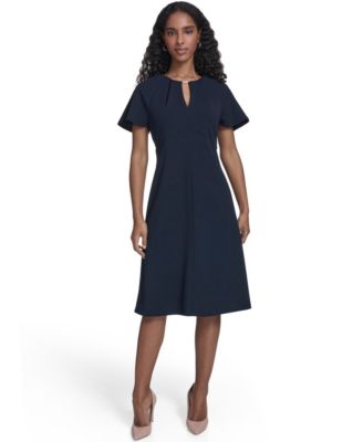 Women's Key-Hole Neck Midi Dress