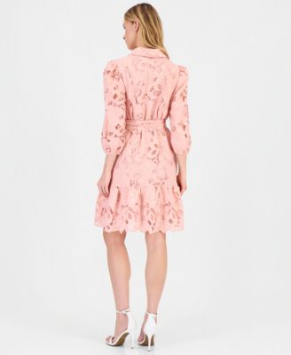 Women's Lace Scalloped-Hem Shirt Dress