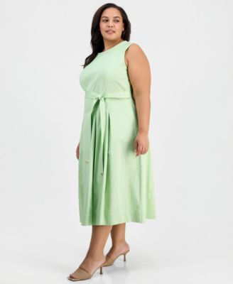 Plus Size Belted Midi Dress