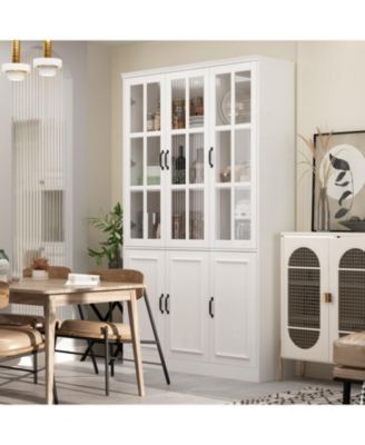 Bookcase Bookshelf with 10 Storage Shelves & 3 Glass Doors,Display Storage Cabinet