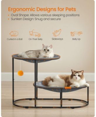 2-Tier Elevated Pet Bed with Steel Frame, Breathable Mesh, Washable Fabric, Top 20 lb/Bottom 28 lb