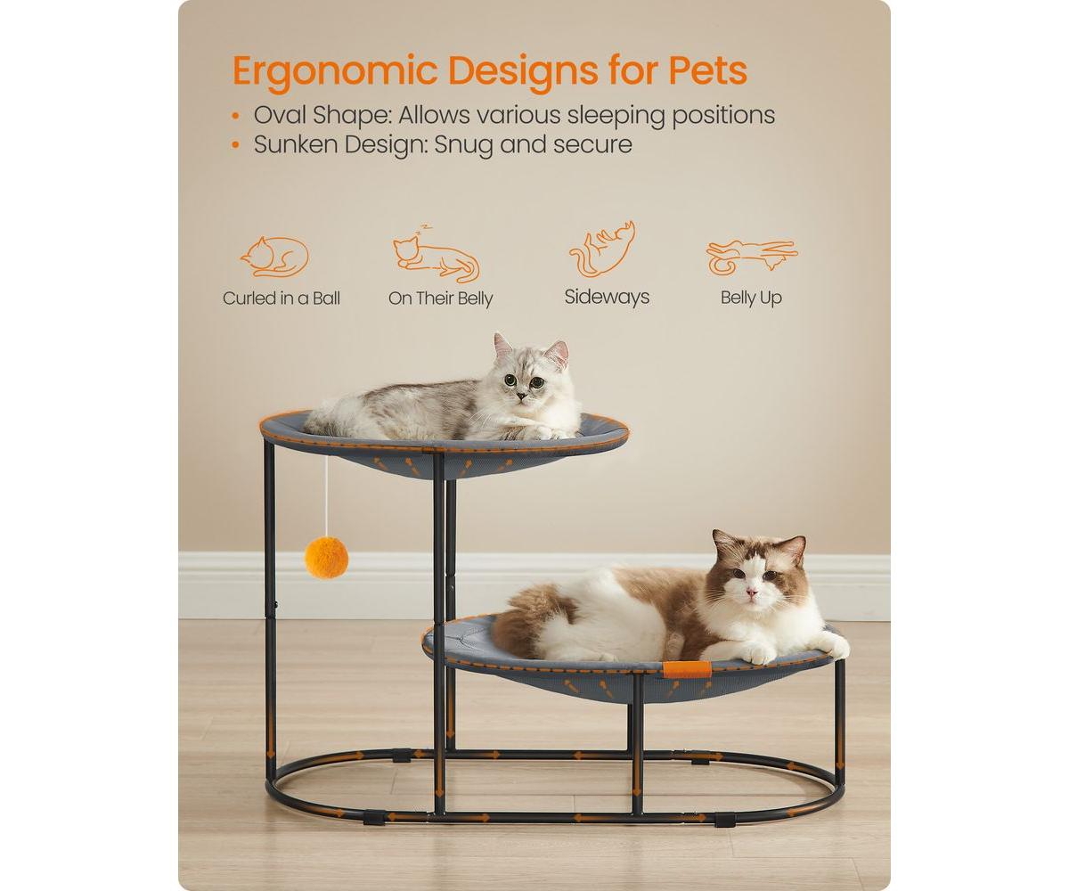 Cozito 2-Tier Elevated Pet Bed with Steel Frame, Breathable Mesh, Washable Fabric, Top 20 lb/Bottom 28 lb