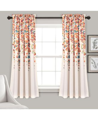 Weeping Flower Room Darkening Window Curtain Panels Pair Turquoise & Tangerine - Floral Curtains for Bedroom